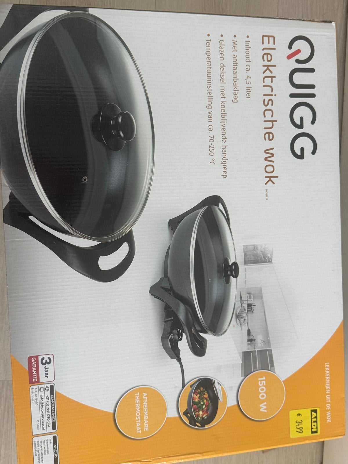 QUIGG Elektrische Wok - 4.5 liter, 1500W, 4 liter of meer, Ophalen, Nieuw