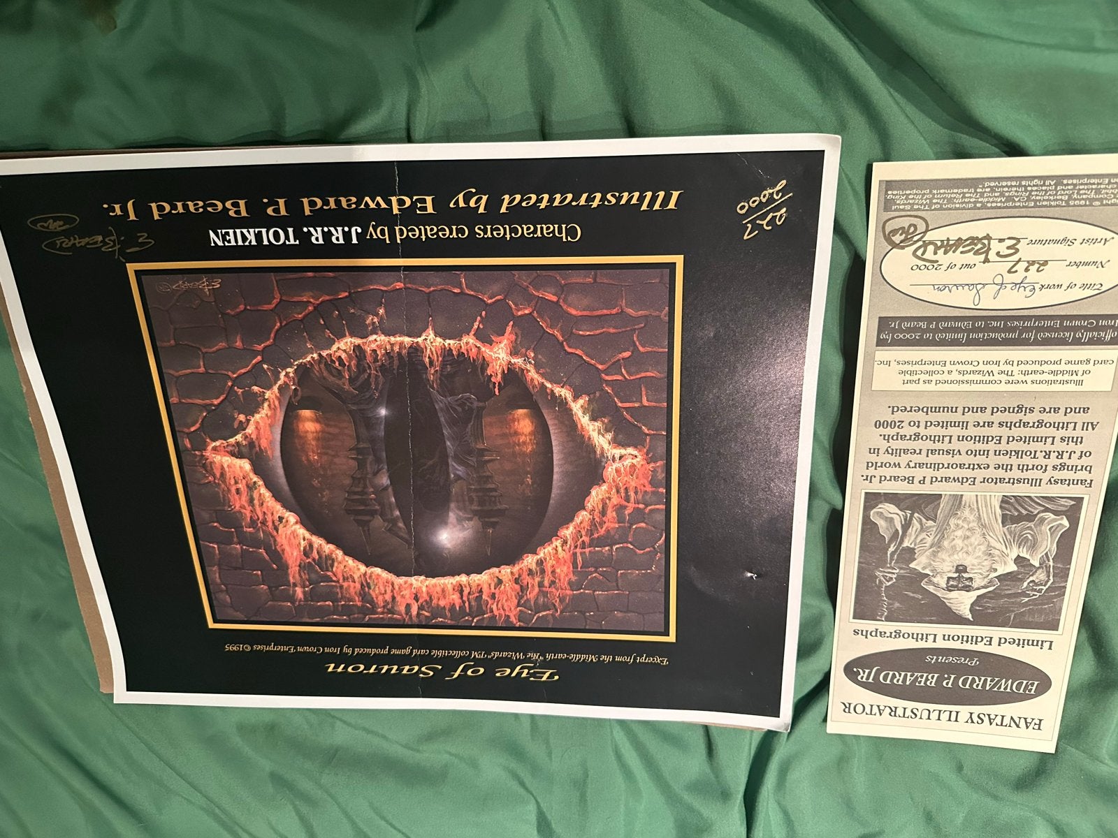Lord of the Rings: Eye of Sauron Litho - Edward P. Beard Jr., Verzamelen, Lord of the Rings, Ophalen of Verzenden, Nieuw, Boek of Poster
