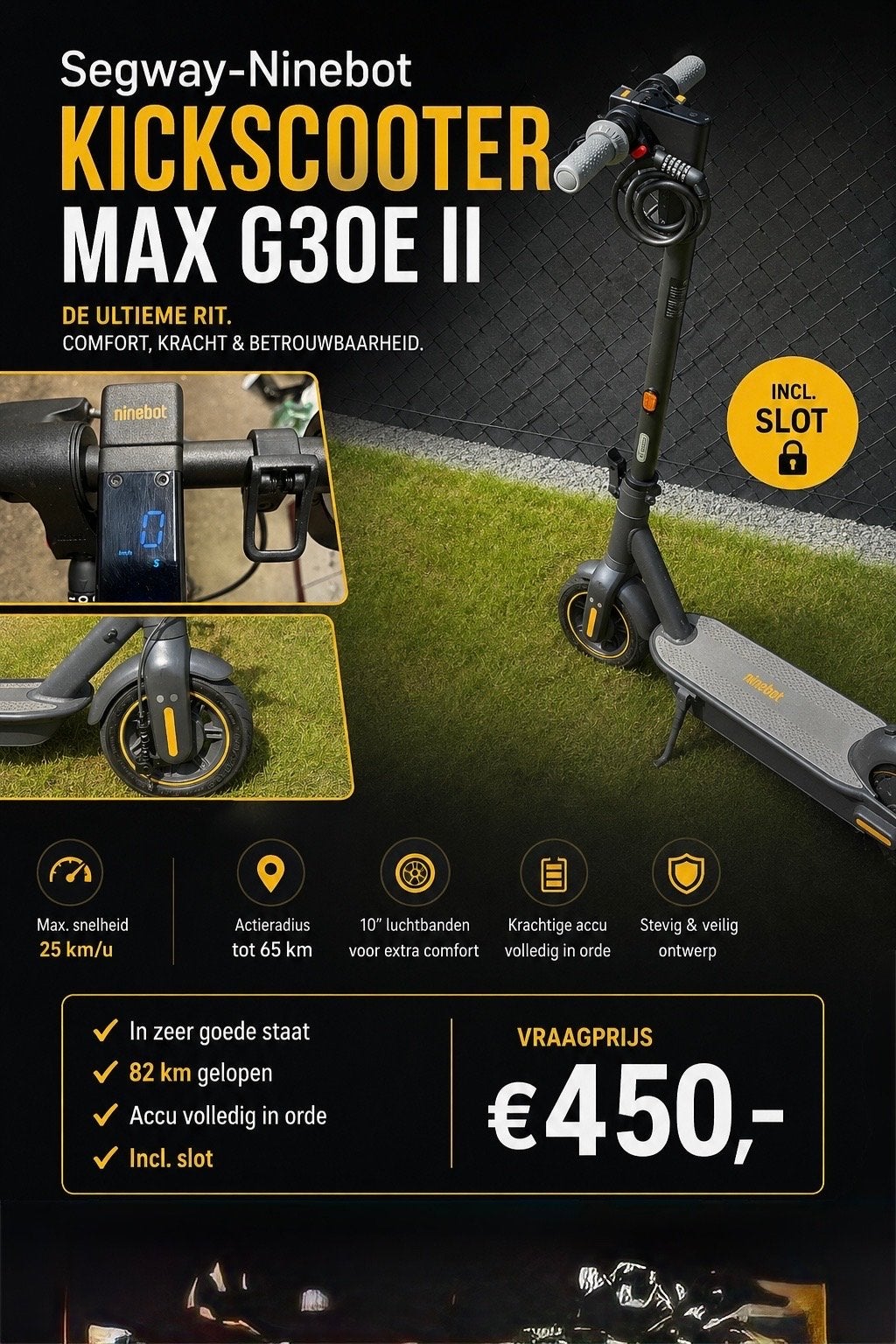 Segway-Ninebot Kickscooter MAX G30E II E-step, Fietsen en Brommers, Steps, Ophalen, Zo goed als nieuw, Elektrische step (E-scooter)