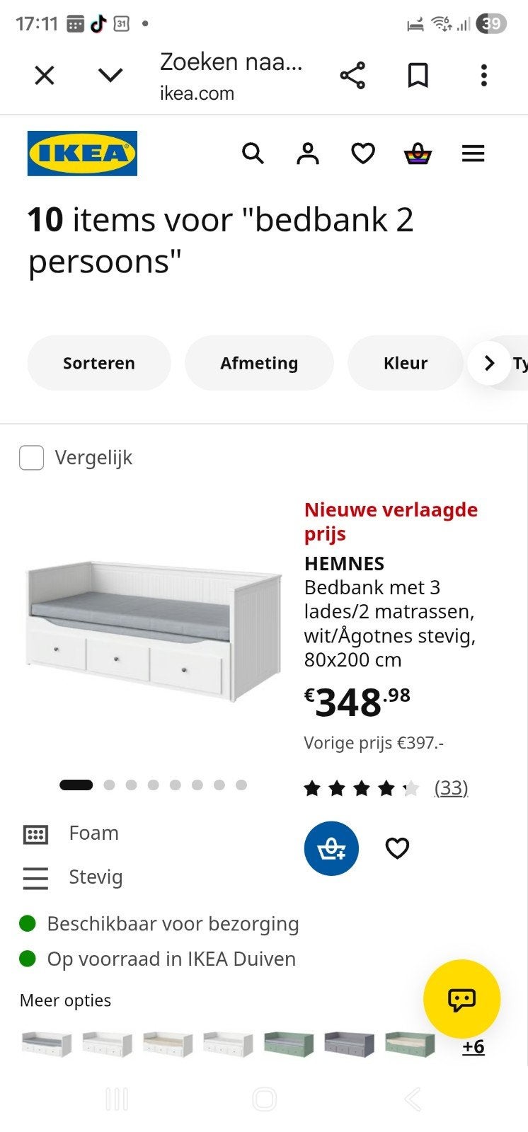 ikea bedbank met matrassen, Tickets en Kaartjes, Eén persoon, Cadeaubon