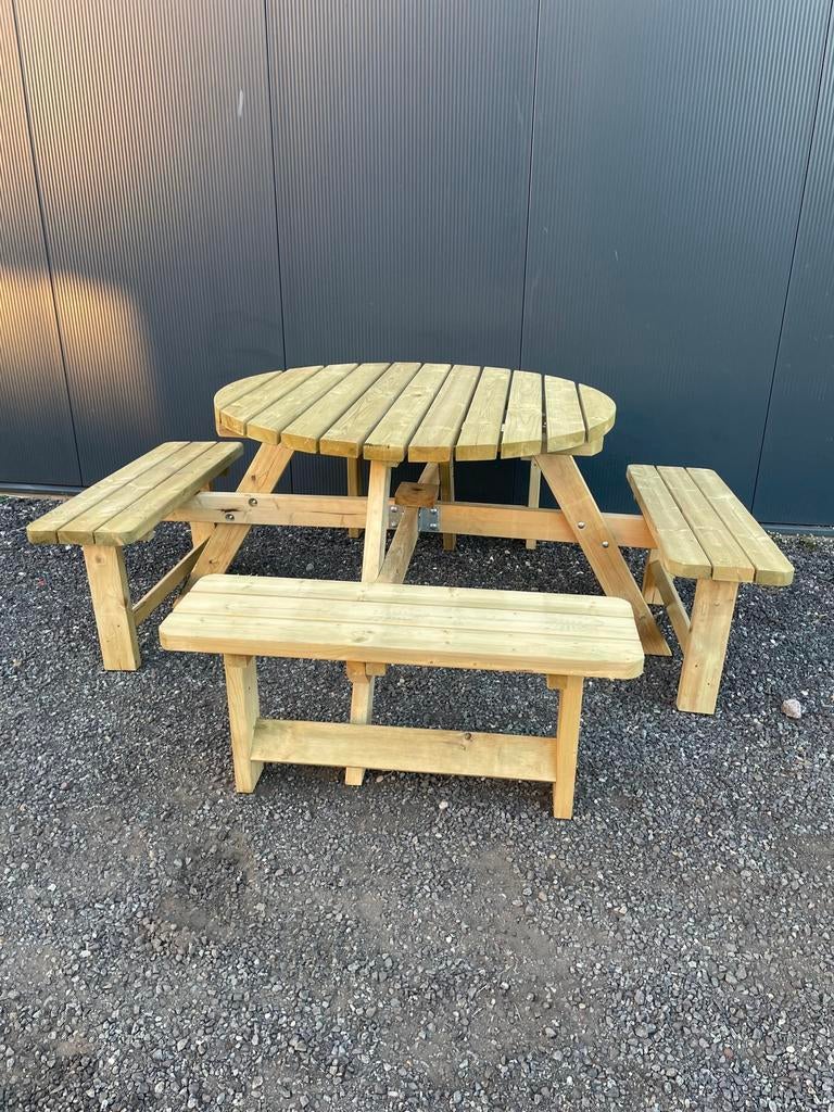 RONDE en VIERKANTE picknicktafels tuintafels HUFTERPROOF, Tuin en Terras, Picknicktafels, Nieuw, Rechthoekig, Hout, Ophalen