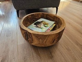 Grote houten schaal bak lectuurbak boomstam, Gebruikt, Schaal, Rond, Ophalen of Verzenden
