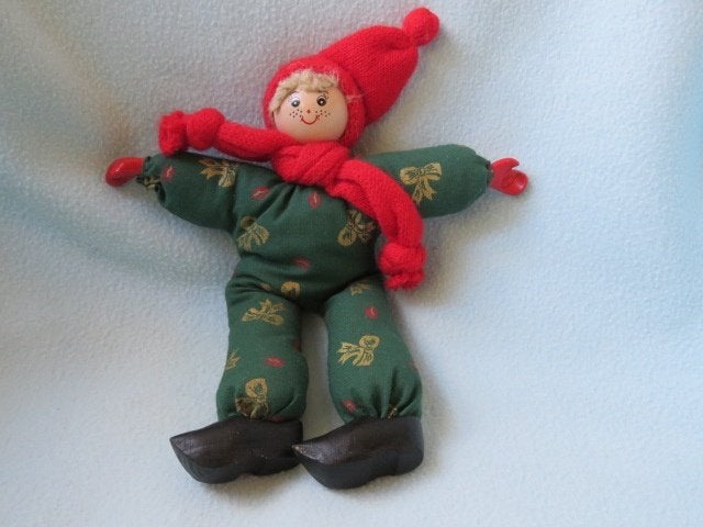 Vintage kerstkabouter hout en stof uit Zweden jultomte, Diversen, Kerst, Ophalen of Verzenden, Zo goed als nieuw