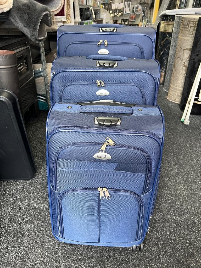 banerle 3 delig koffer set stof, Sieraden, Tassen en Uiterlijk, Koffers, Wieltjes, Nieuw, Minder dan 50 cm, Ophalen of Verzenden