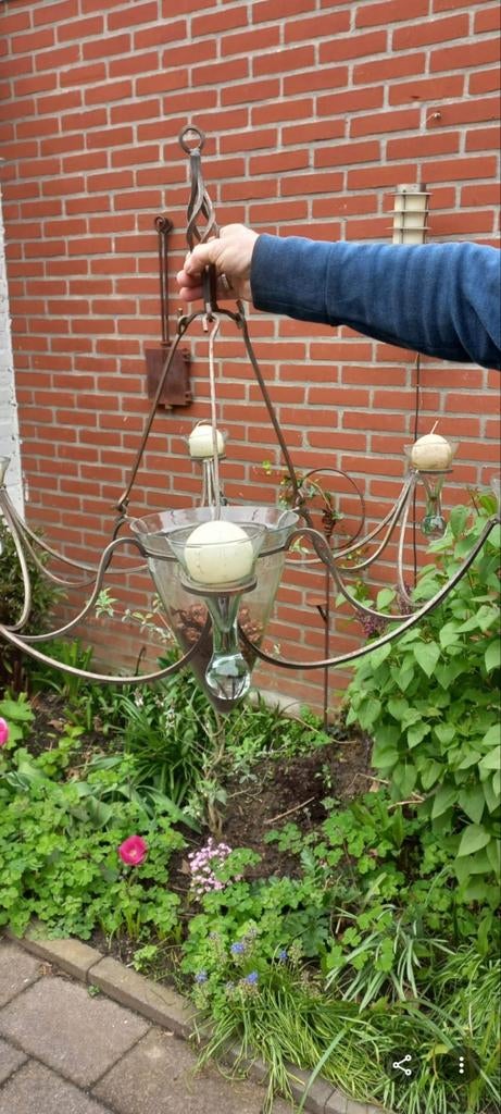 Prachtige brocante kaarshanglamp., Ophalen