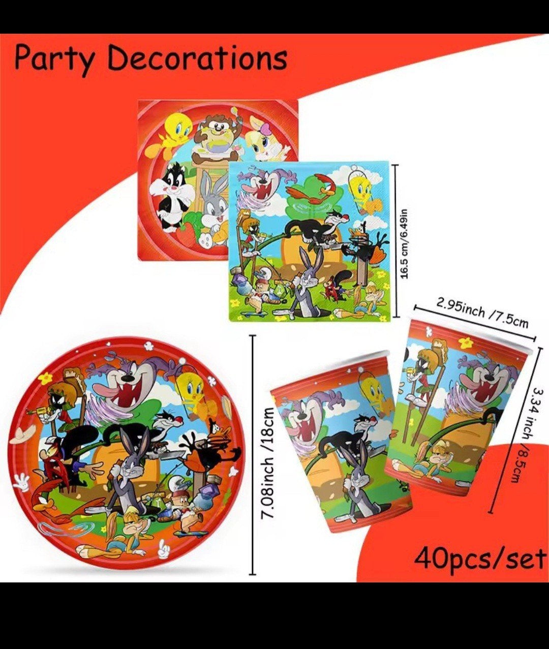 Looney Tunes Feestdecoratie Set - 40 Stuks Nieuw, Ophalen, Nieuw, Versiering, Verjaardag