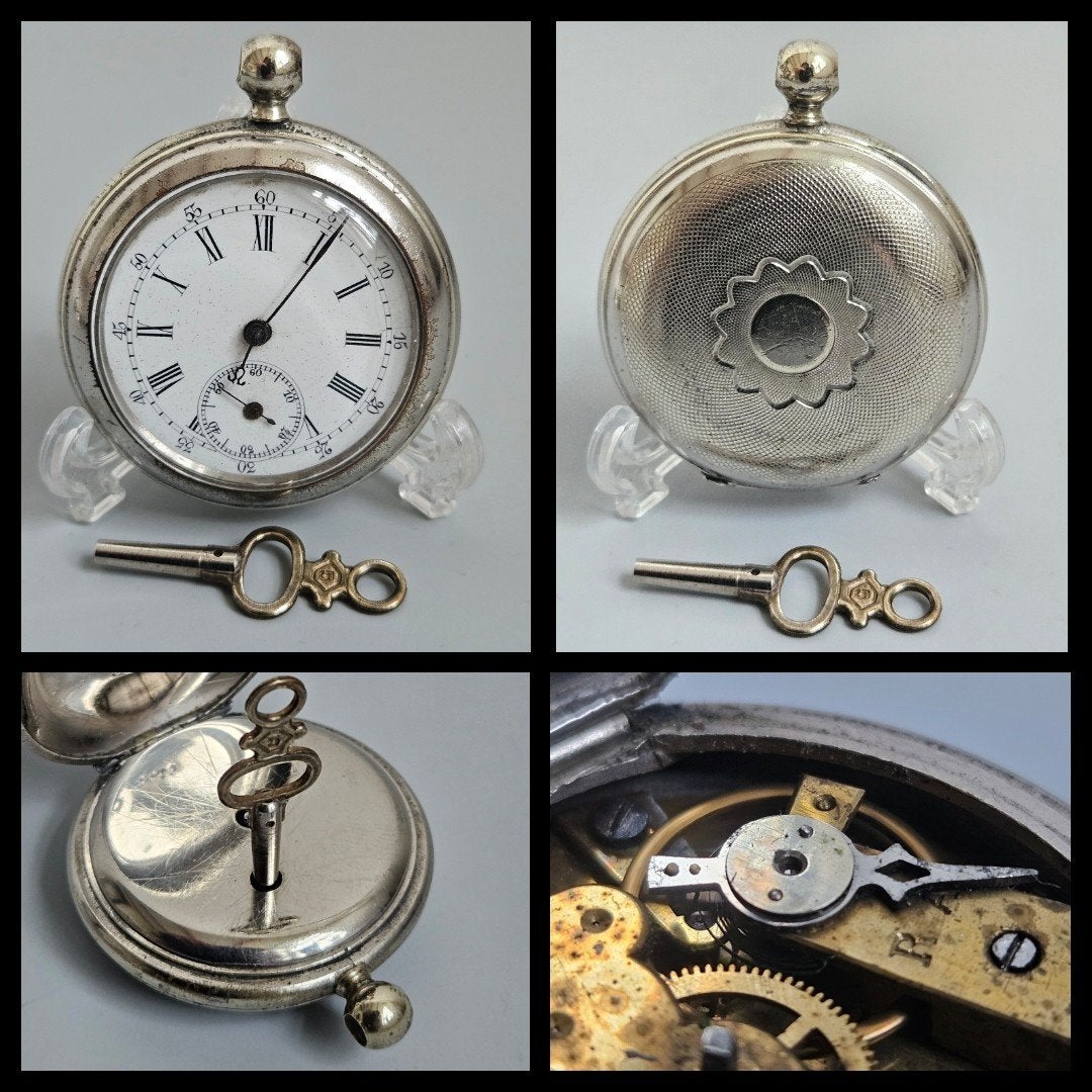 Antiek zakhorloge met sleutelopwinding,  loopt, Ophalen of Verzenden