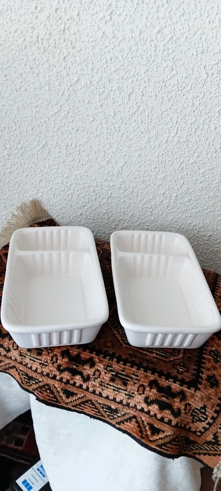 2 Keramiek Frietbakjes/Patatbakjes van Siaki, Keramiek, Ophalen of Verzenden, Zo goed als nieuw, Kom(men)
