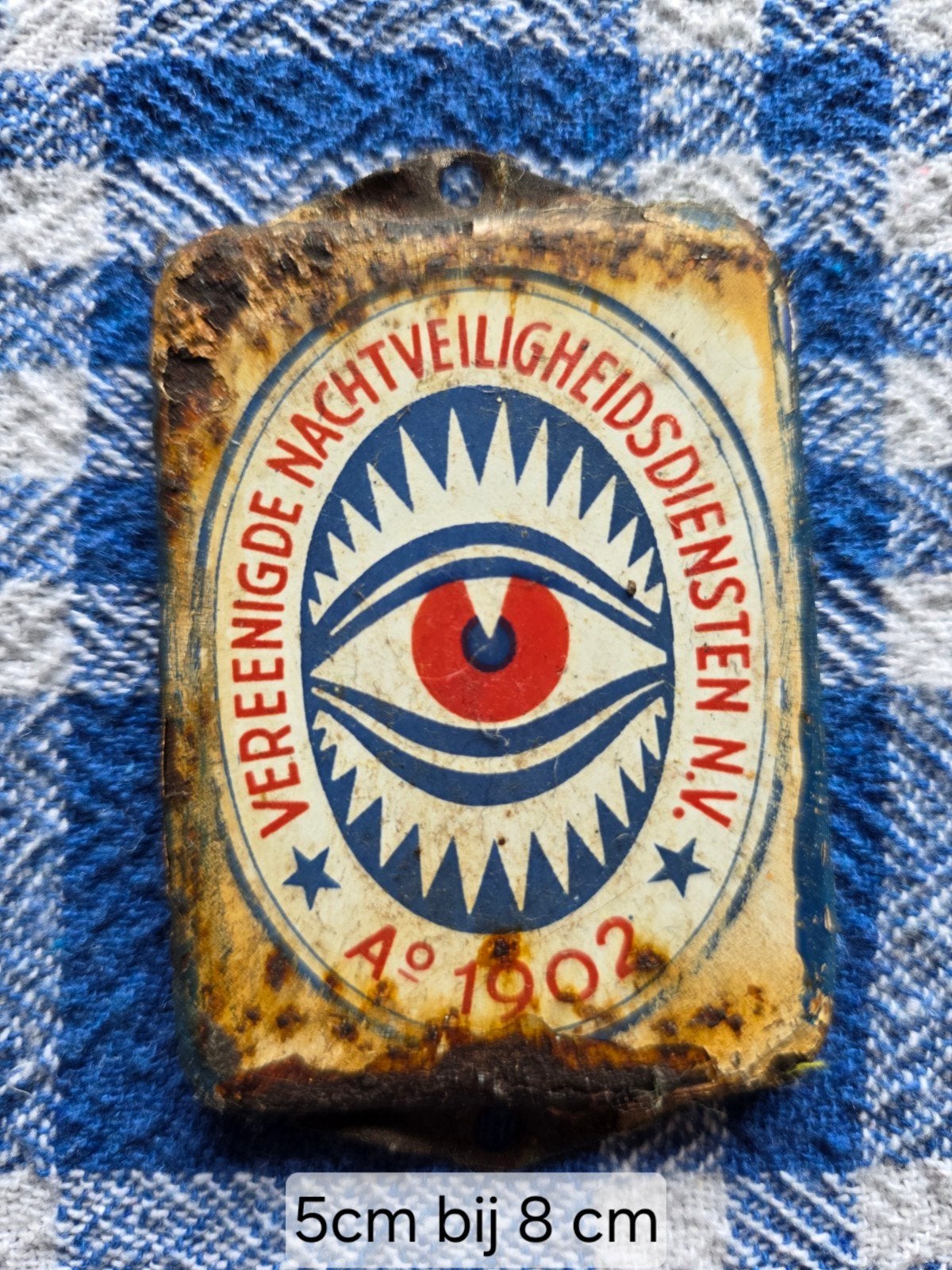 Vintage emaille bordje 'Verenigde Nachtveiligheidsdiensten', Ophalen of Verzenden