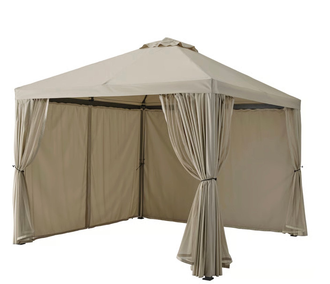HIMMELSÖ Partytent met gordijnen en net, donkergrijs/grijsbe, Ophalen, Partytent, Minder dan 4 meter, Nieuw
