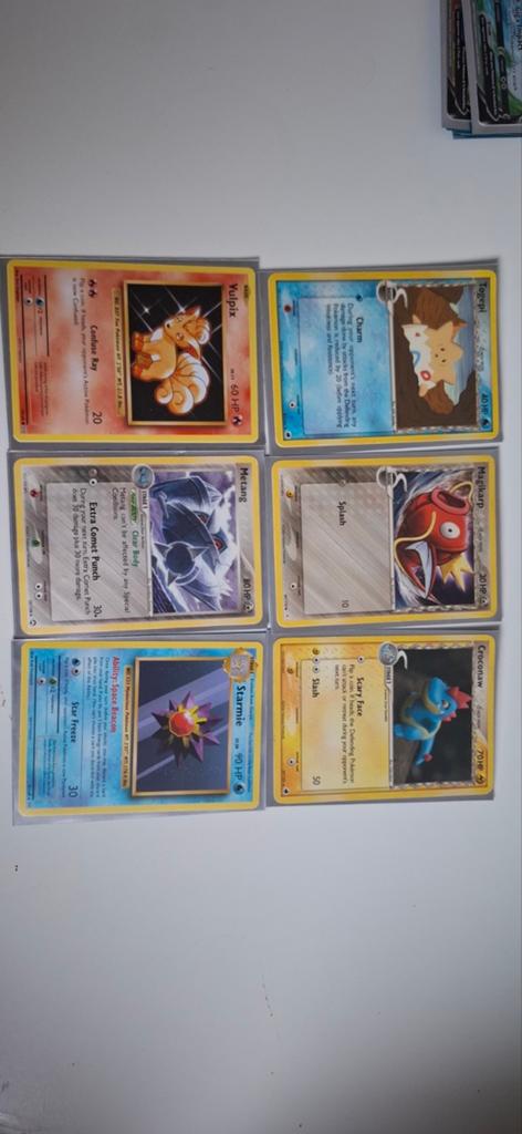 6 Pokémon kaarten: Vulpix, Metang en meer!, Ophalen of Verzenden, Gebruikt, Meerdere kaarten
