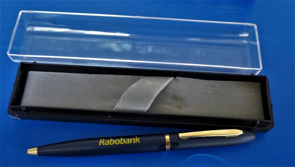 Luxe pen in doosje (Marksman) Opdruk Rabobank, Balpen, Nieuw, Met reclame, Ophalen
