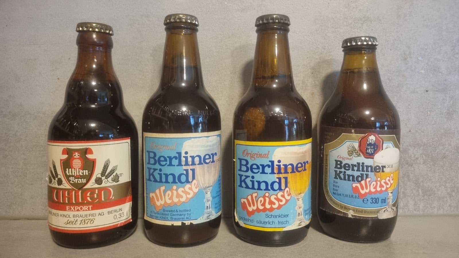 4x Berliner Kindl Brauerei, Berlin - 1x '94, 3x <'94, Verzamelen, Ophalen of Verzenden, Zo goed als nieuw, Flesje(s), Overige merken