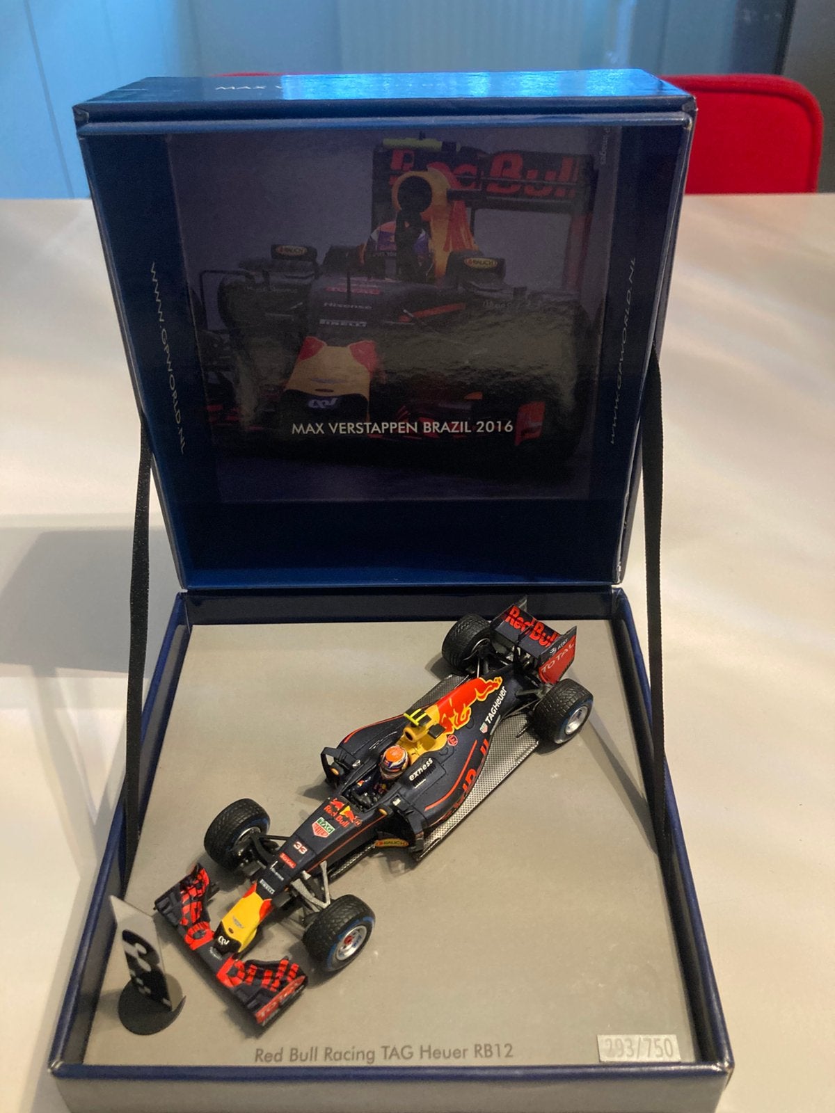 Max Verstappen rb12 brazil 2016 gpworld box 1/43, Ophalen of Verzenden, Nieuw, Formule 1