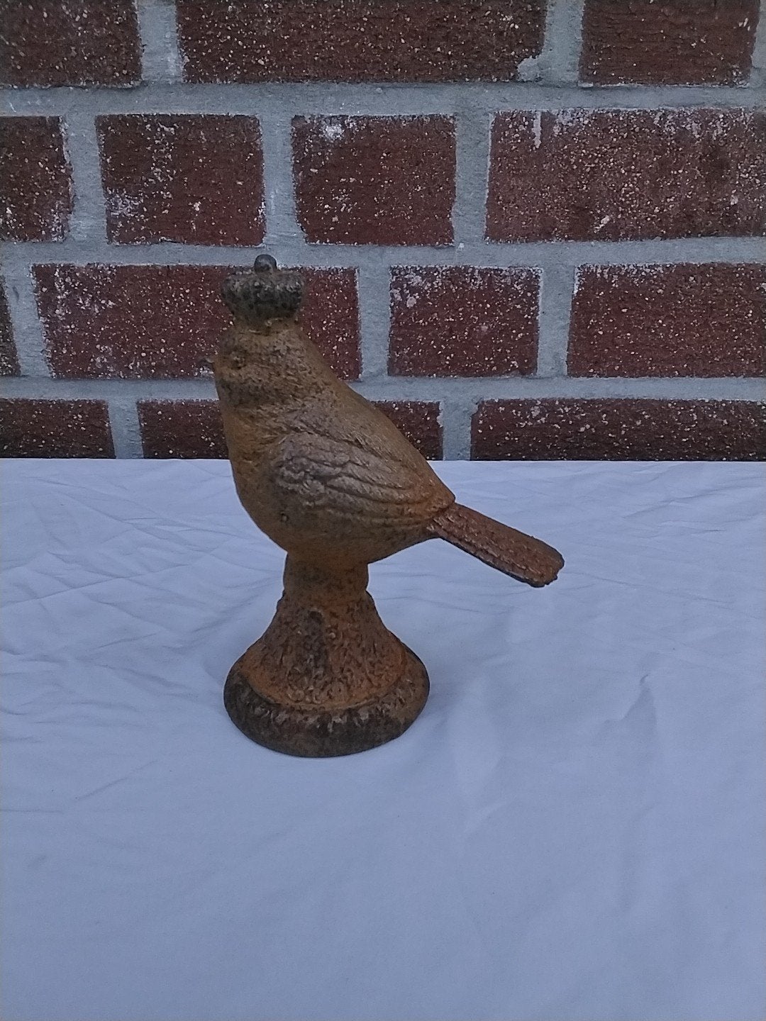 Decoratieve vogel met kroon - metaal, Huis en Inrichting, Woonaccessoires | Overige, Vintage, Gebruikt, Ophalen of Verzenden, Metaal