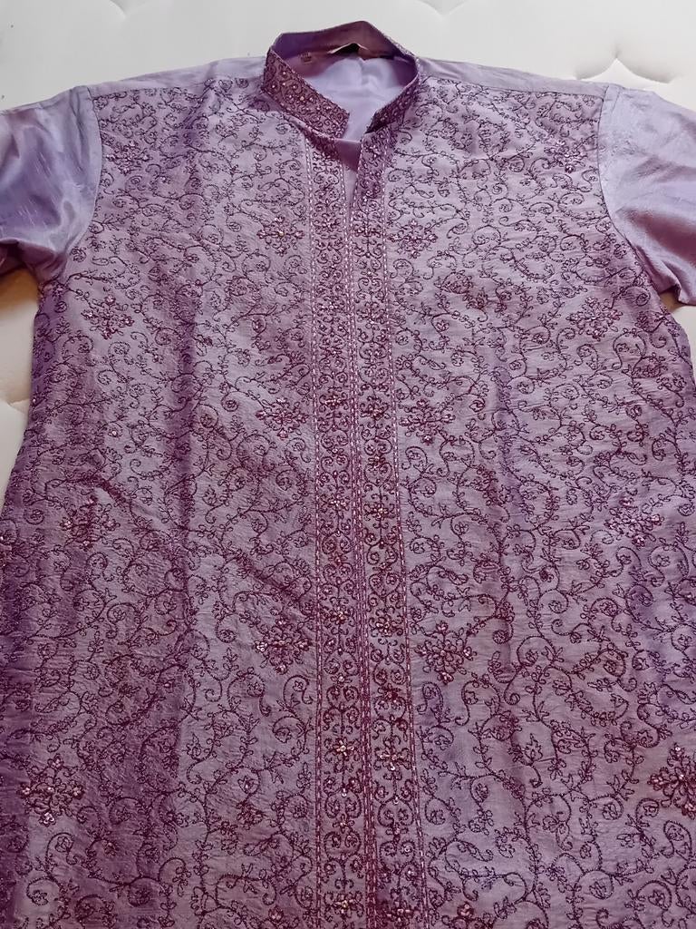 Mooie paarse kurta voor heren, maat 44, Ophalen of Verzenden, Zo goed als nieuw, Onbekend