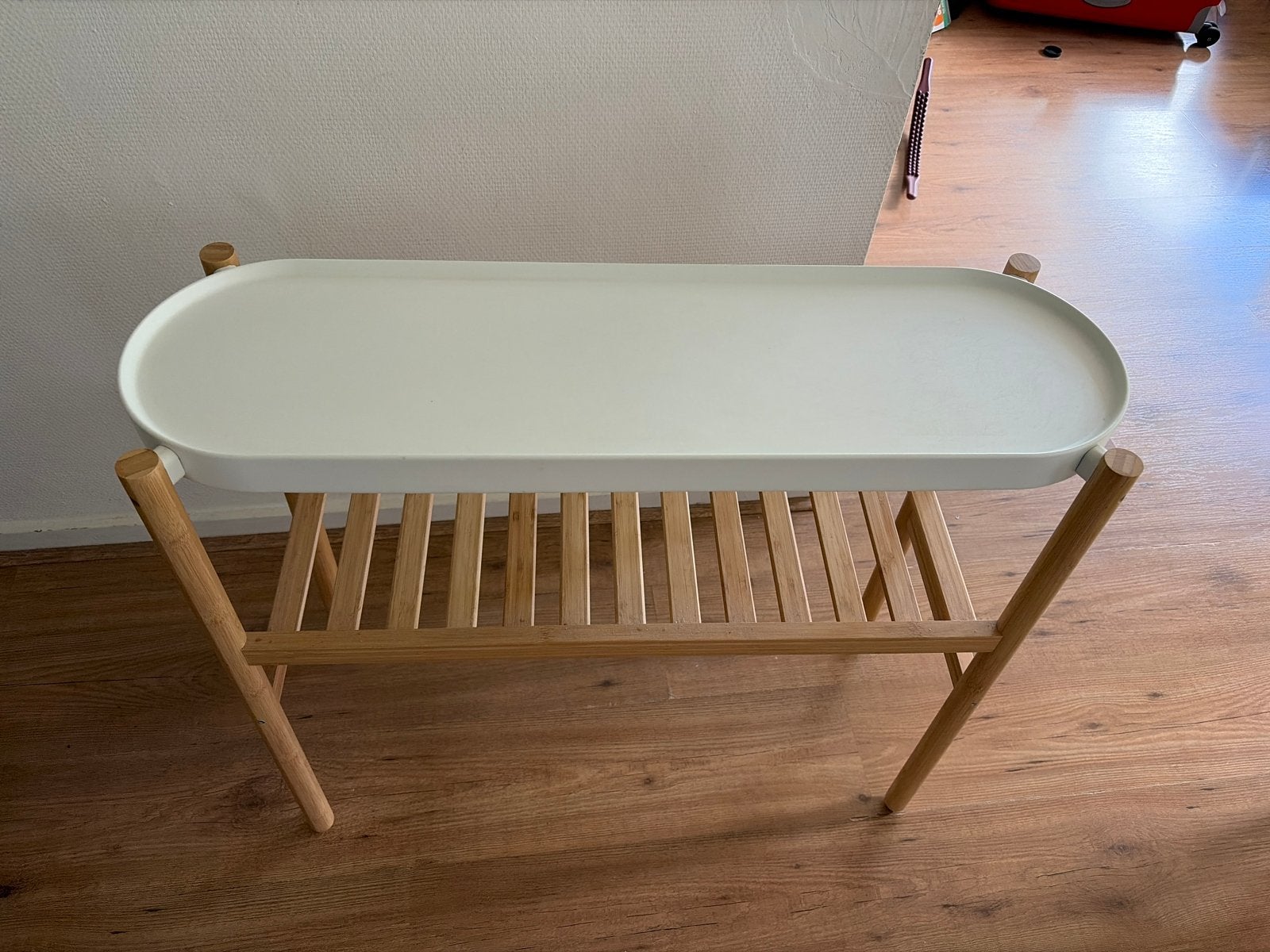 IKEA Satsumas plantenstandaard / bijzettafel, Huis en Inrichting, Tafels | Bijzettafels, Gebruikt, 75 cm of meer, Ovaal, Hout