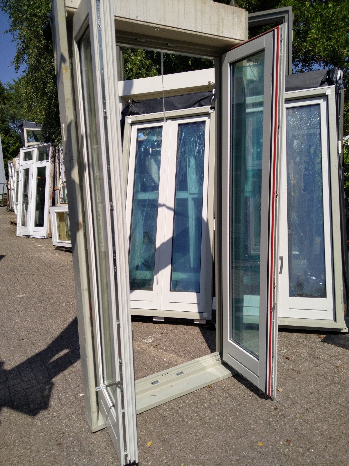 3 x kozijn met dubbele tuindeuren, 100 tot 120 cm, 215 cm of meer, Nieuw, Ophalen of Verzenden