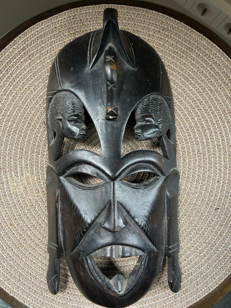 Vintage Afrikaans Houten Masker - Handgesneden, Ophalen of Verzenden