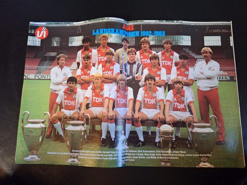 Elftalposter Ajax landskampioen 1982/83 met o.a. Van Basten, Verzamelen, Ophalen of Verzenden, Zo goed als nieuw, Ajax, Poster, Plaatje of Sticker