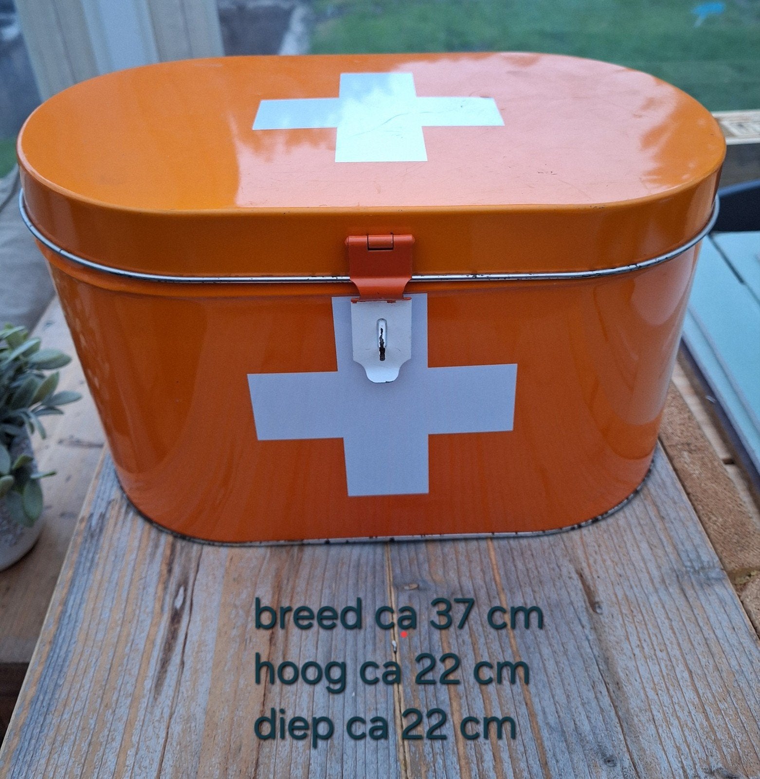 ehbo/oranje/kruis/blik/hobby/verzamelen/decoratie/sint, Ophalen of Verzenden, Gebruikt, Overige