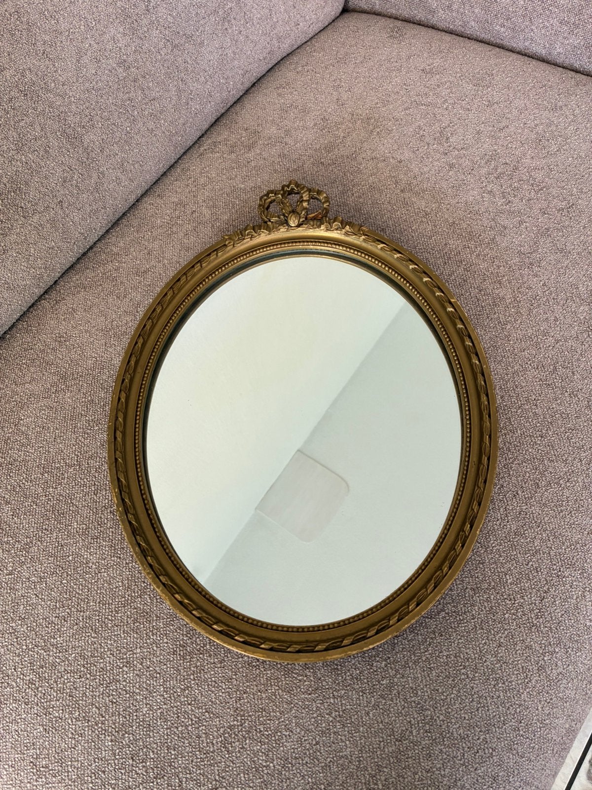 Vintage ovale wandspiegel, Antiek en Kunst, Ophalen, Ovaal, Minder dan 50 cm