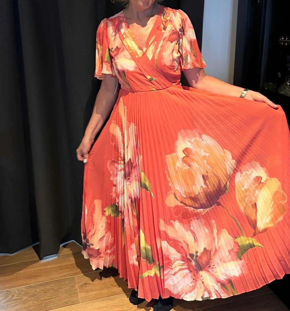 Prachtige Phase Eight Abigail wikkeljurk - Oranje bloemenpri, Kleding | Dames, Nieuw, Oranje, Ophalen of Verzenden, Maat 36 (S)