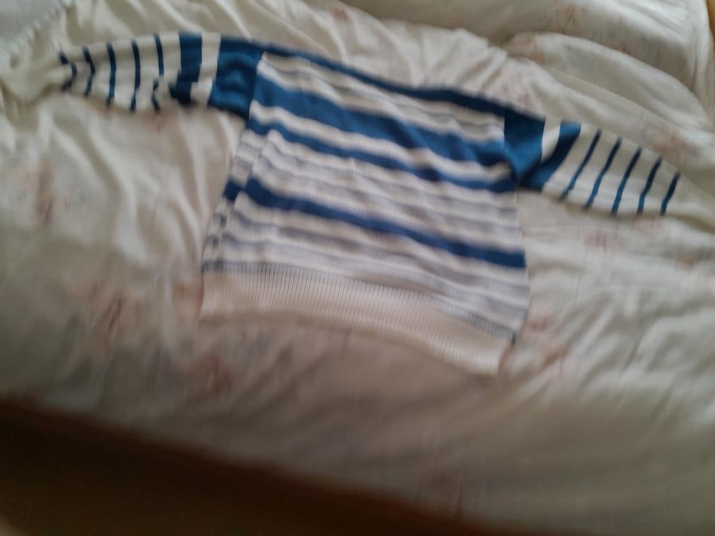 Gebreide trui blauw wit, Ophalen, Zo goed als nieuw, Blauw