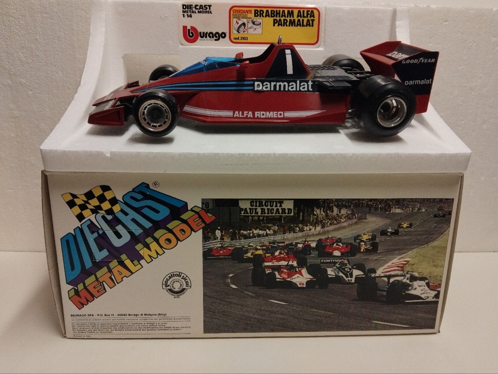 grote Alfa Romeo Brabham Parmalat rare old Bburago 1:14 KRD, Ophalen of Verzenden, Zo goed als nieuw, Auto, Bburago