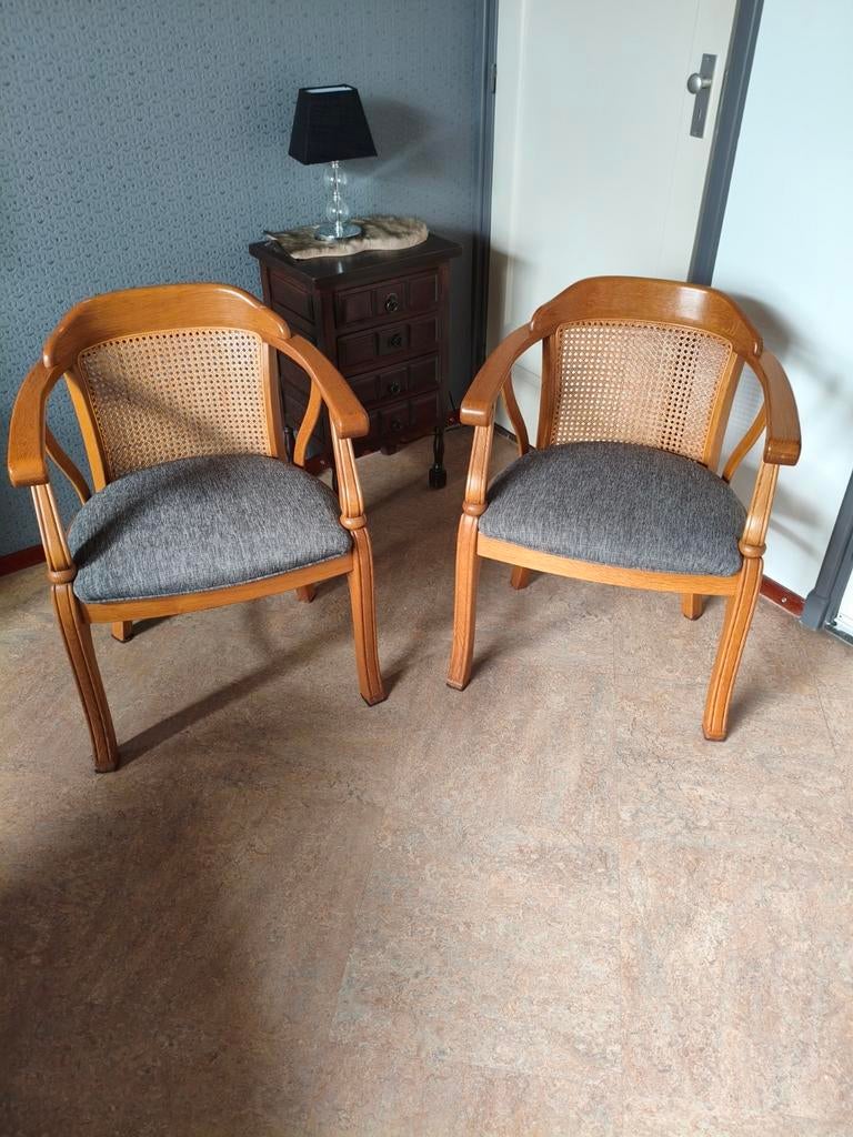 Set van 2 rotan stoelen met armleuningen, Antiek en Kunst, Ophalen