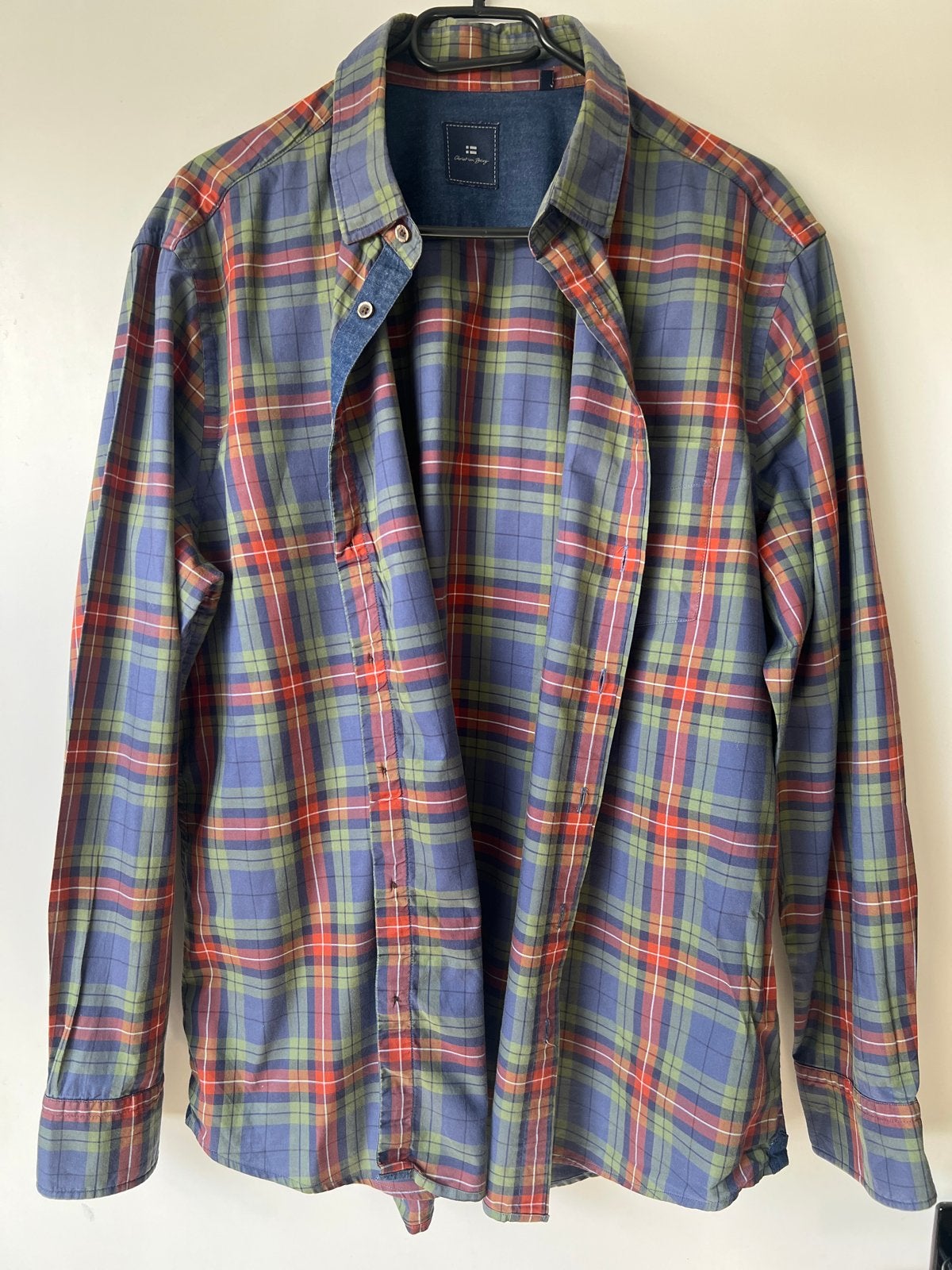 christian berg multicolour check shirt size l, Ophalen of Verzenden, Zo goed als nieuw, Maat 52/54 (L)