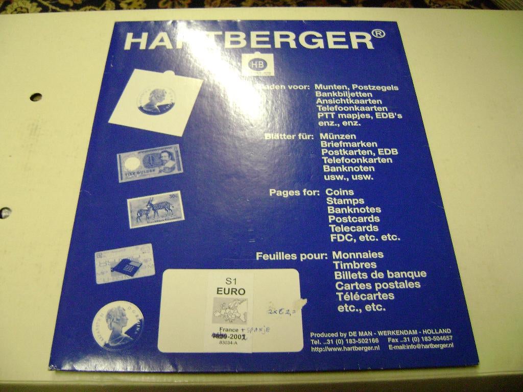 Hartberger Euro opbergbladen Frankrijk en Spanje 2002, Ophalen of Verzenden, Overige typen