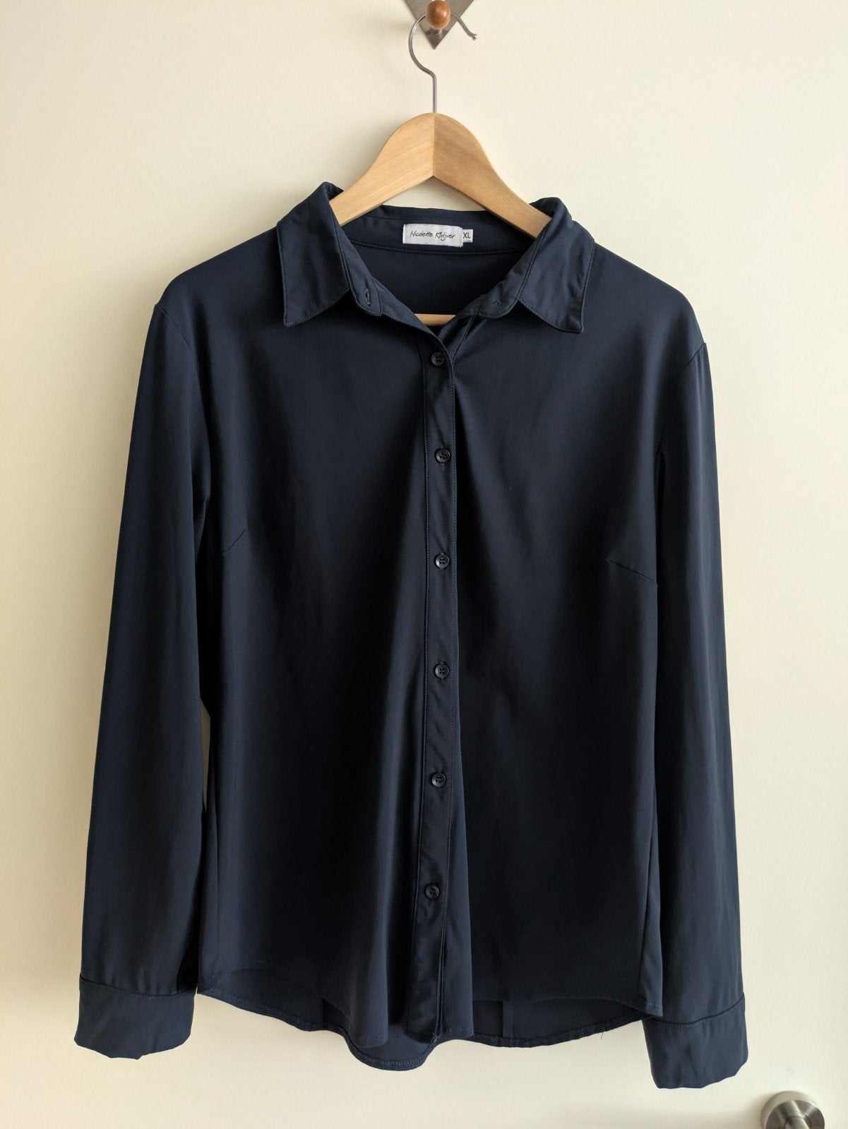 Nicolette Kluijver dark navy blouse. Maat XL, Kleding | Dames, Blauw, Maat 46/48 (XL) of groter, Zo goed als nieuw, Nicolette Kluijver