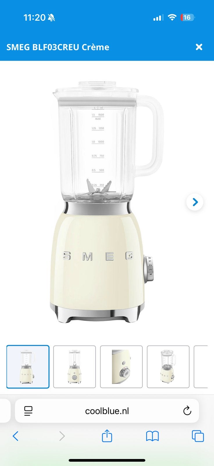 Smeg blender, Witgoed en Apparatuur, Blenders, Ophalen, Zo goed als nieuw, Blender