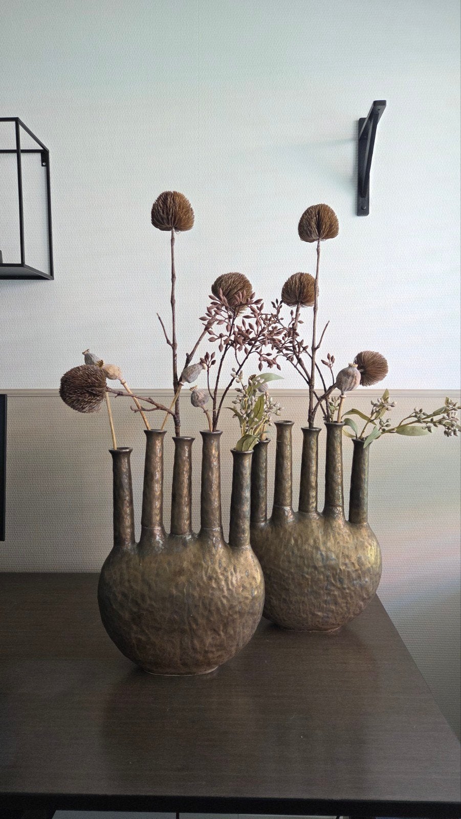 Unieke bronzen vazen Light & Living, 48cm, Ophalen, Bruin, 48 cm, Zo goed als nieuw