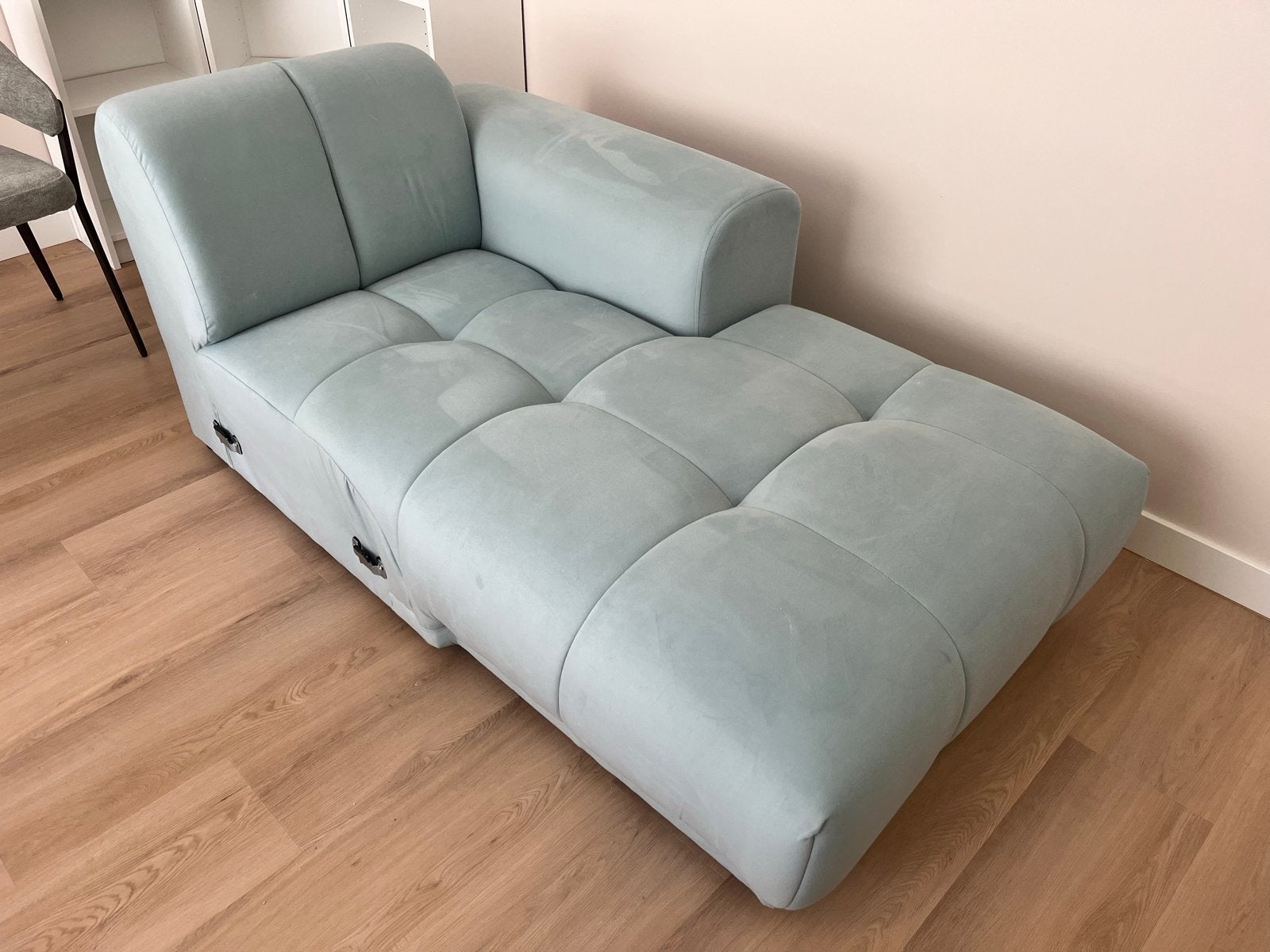 Chaise longue - Lichtblauw nieuw, Huis en Inrichting, Ophalen, Eenpersoons, Zo goed als nieuw, Minder dan 150 cm