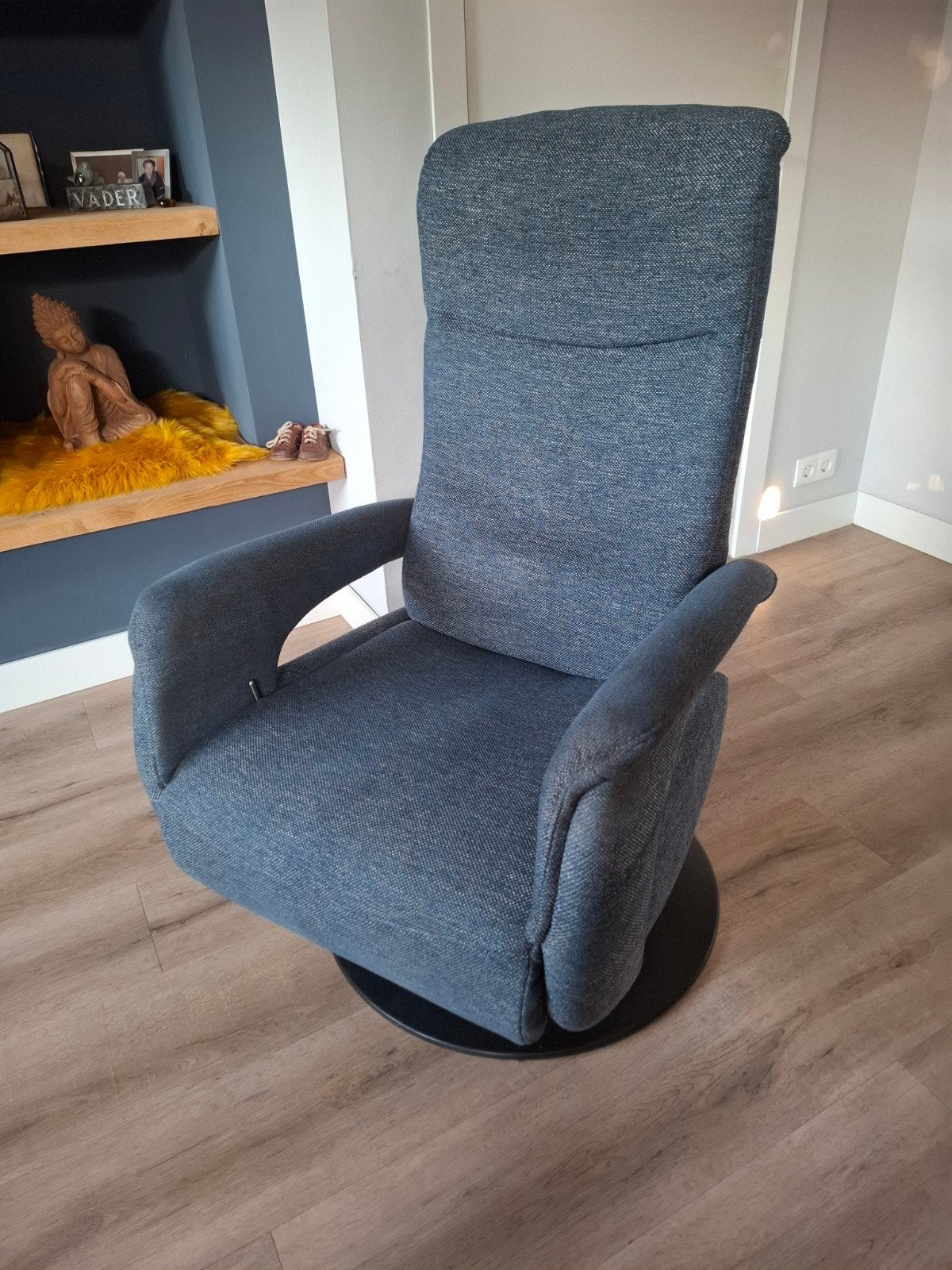 Blauwe verstelbare relax stoel, Ophalen, Zo goed als nieuw, 75 tot 100 cm, 50 tot 75 cm