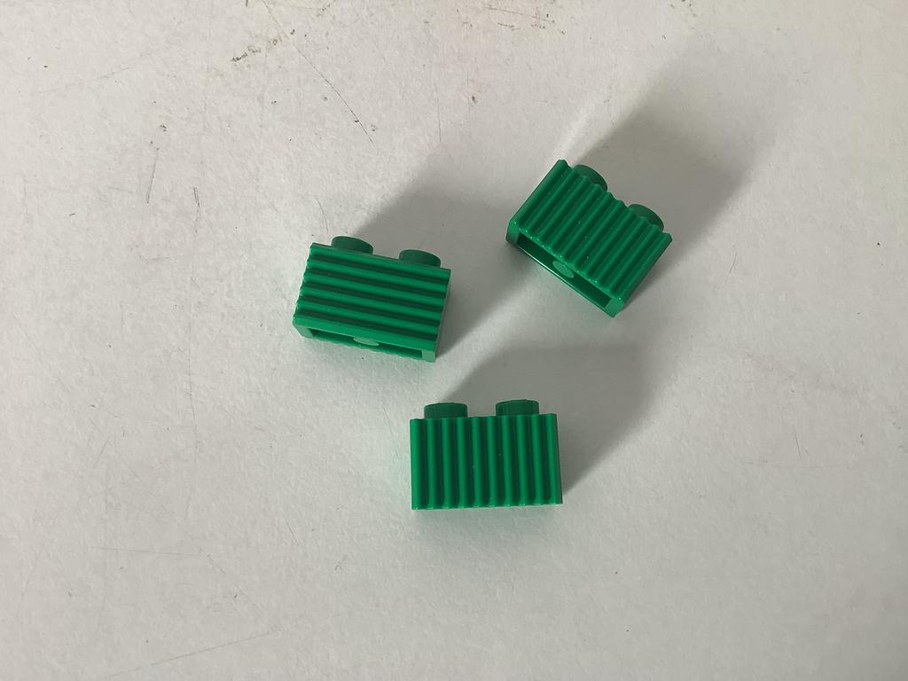 Lego steen aangepast 1x2 met rooster groen., Ophalen of Verzenden, Gebruikt, Losse stenen, Lego