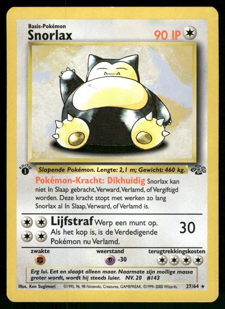 Snorlax 27/64 - Jungle (1st edition) (NL) (NM), Verzenden, Gebruikt
