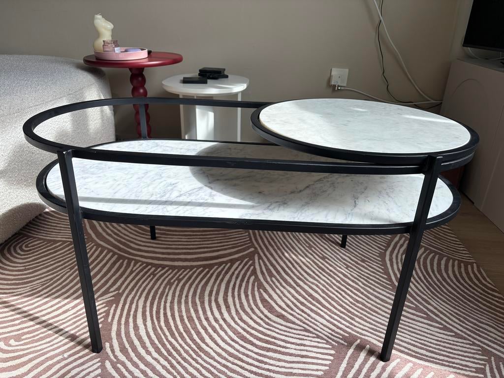Marmeren salontafel riverdale, Ophalen, Zo goed als nieuw, 50 tot 100 cm, Minder dan 100 cm