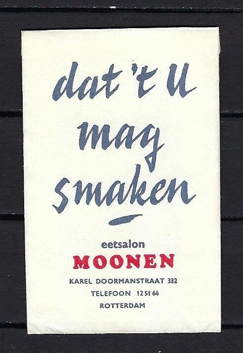 840 Rotterdam eetsalon MOONEN, Ophalen of Verzenden, Nederland