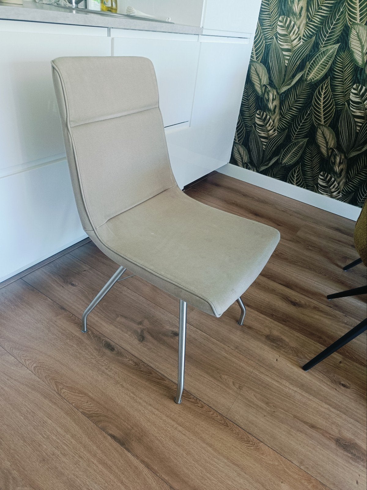 Set van 4 beige eetkamerstoelen, Ophalen, Gebruikt, Overige kleuren, Stof
