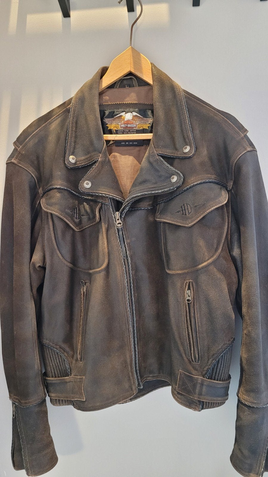 vintage leren harley davidson jas xl, Ophalen, Harley-Davidson, Heren, Jas | leer