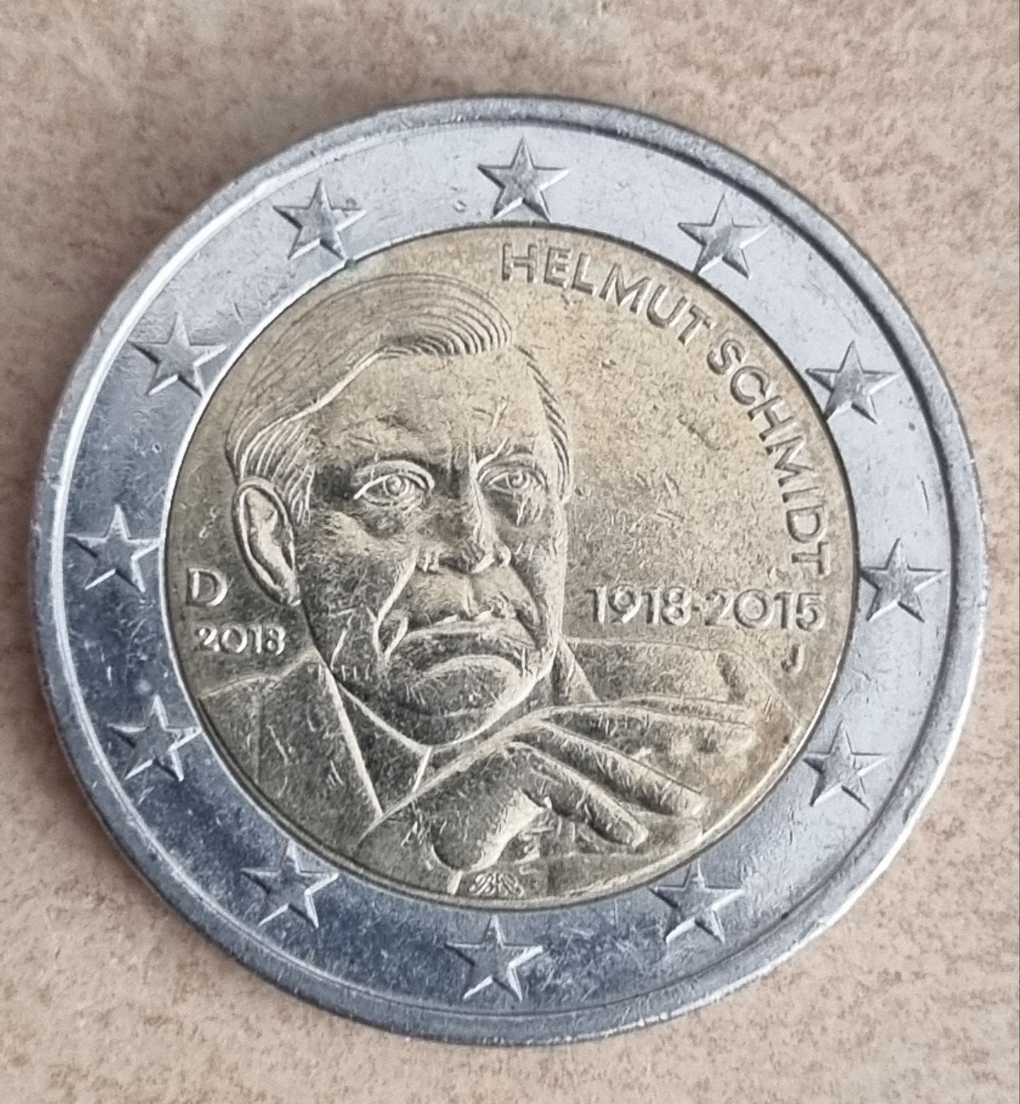 2 Euro Duitsland 2018 Helmut Schmidt, letter J, Postzegels en Munten, Munten | Europa | Euromunten, Verzenden, Duitsland, 2 euro