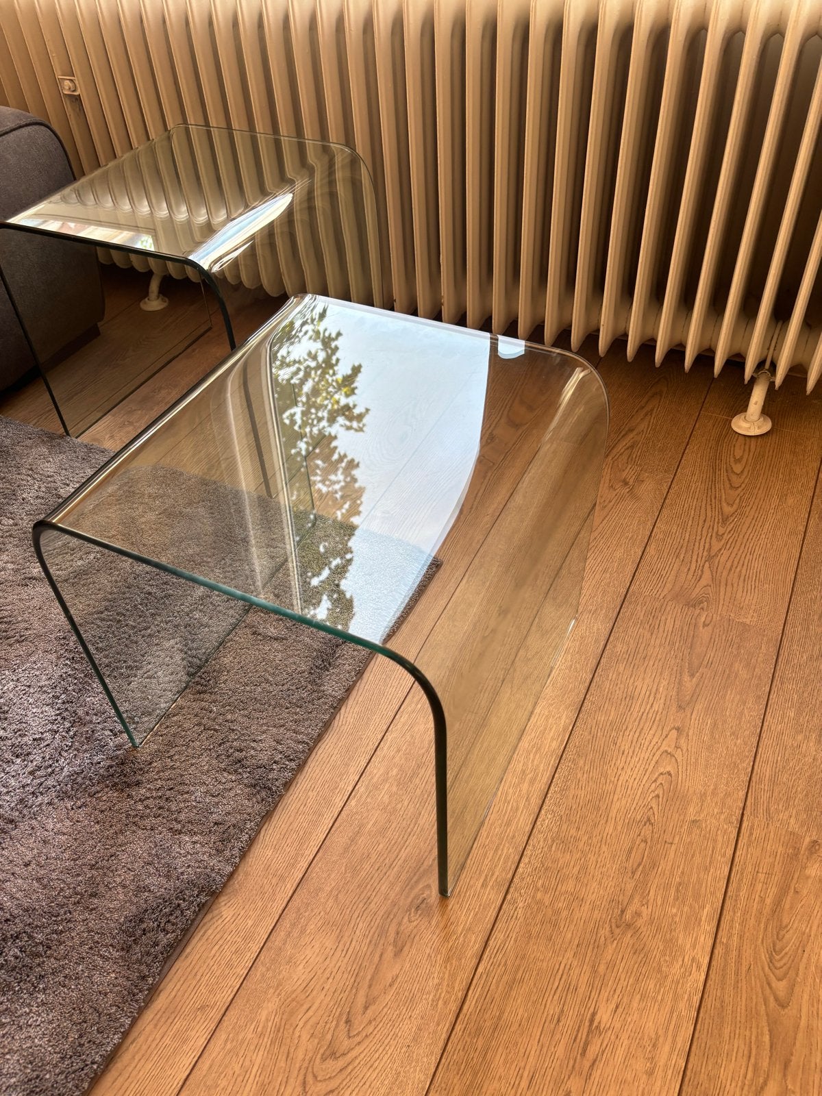 Set van 2 glazen bijzettafels, Ophalen, Minder dan 45 cm, 55 tot 75 cm, Rechthoekig