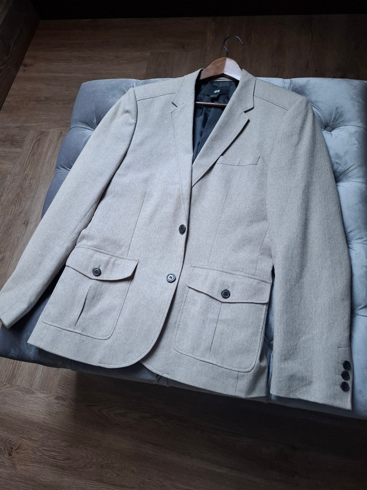 H&M Heren Blazer - Maat 50 (M) - Beige, Kleding | Heren, Maat 48/50 (M), Beige, Ophalen of Verzenden, Zo goed als nieuw