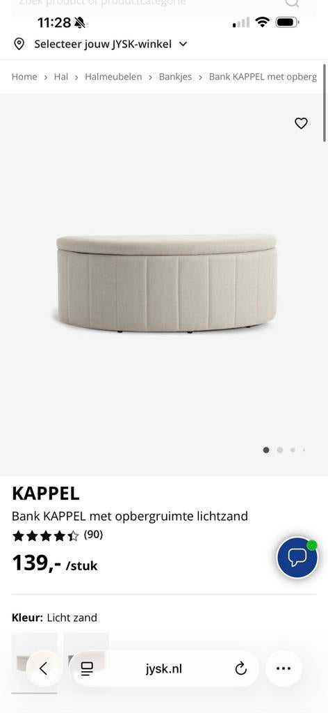 Opbergbankje licht beschadiging, Ophalen of Verzenden, Zo goed als nieuw