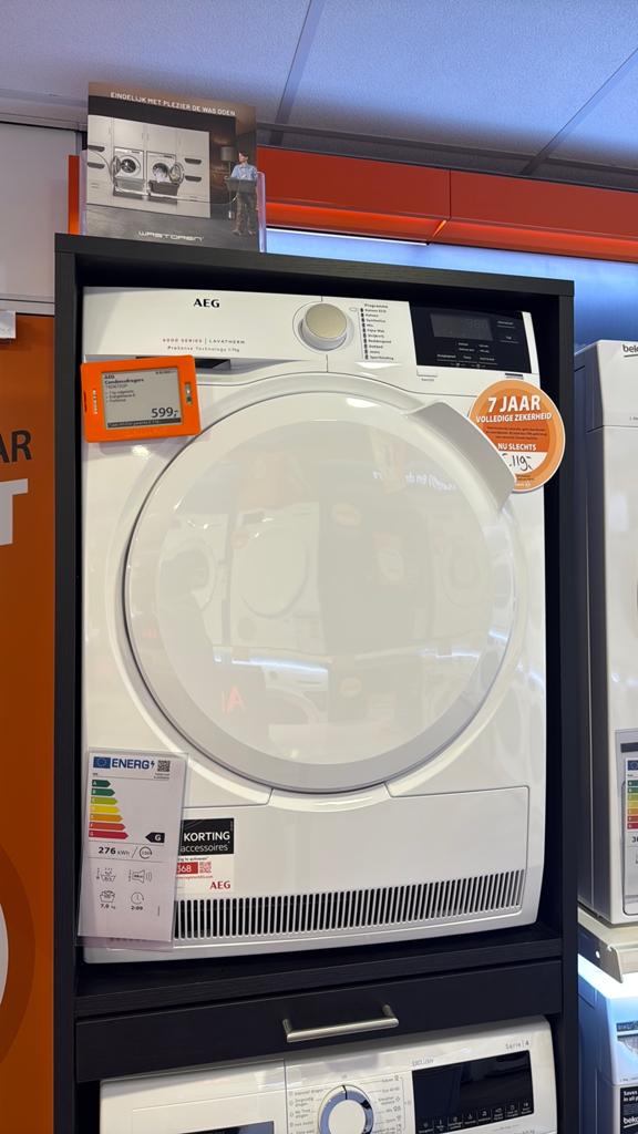 Nieuwe AEG T6DB72GP Condensdroger - Direct Leverbaar!, Ophalen, 6 tot 8 kg, Nieuw, Voorlader