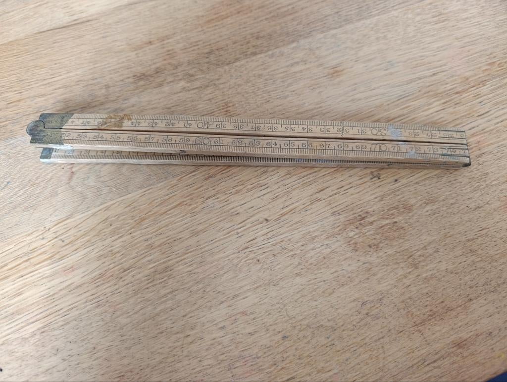 Vintage duimstok met messing scharnieren, Ophalen of Verzenden