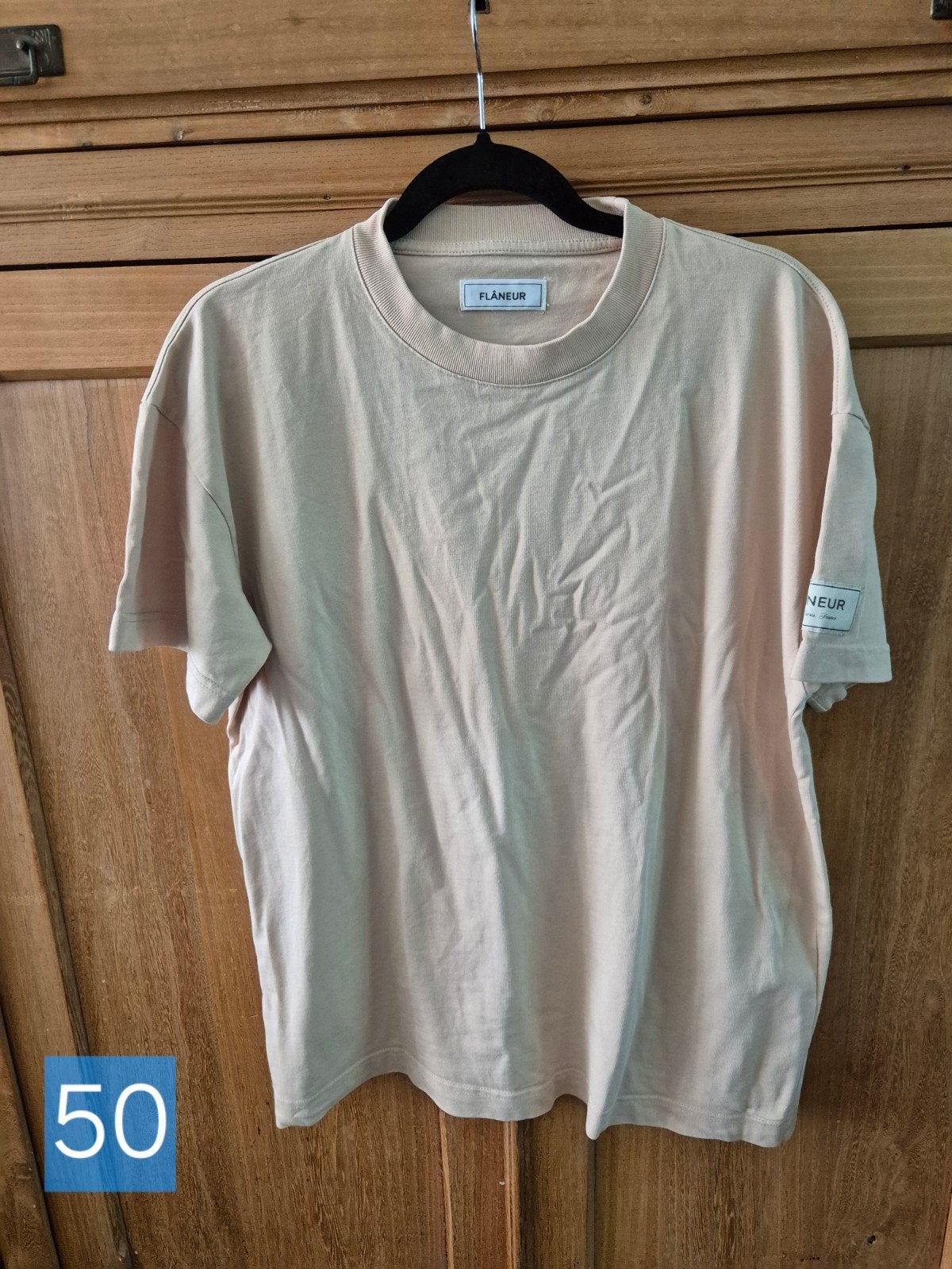 Flâneur T-shirt - Beige - Maat M, Kleding | Heren, T-shirts, Gedragen, Maat 48/50 (M), Beige, Ophalen of Verzenden